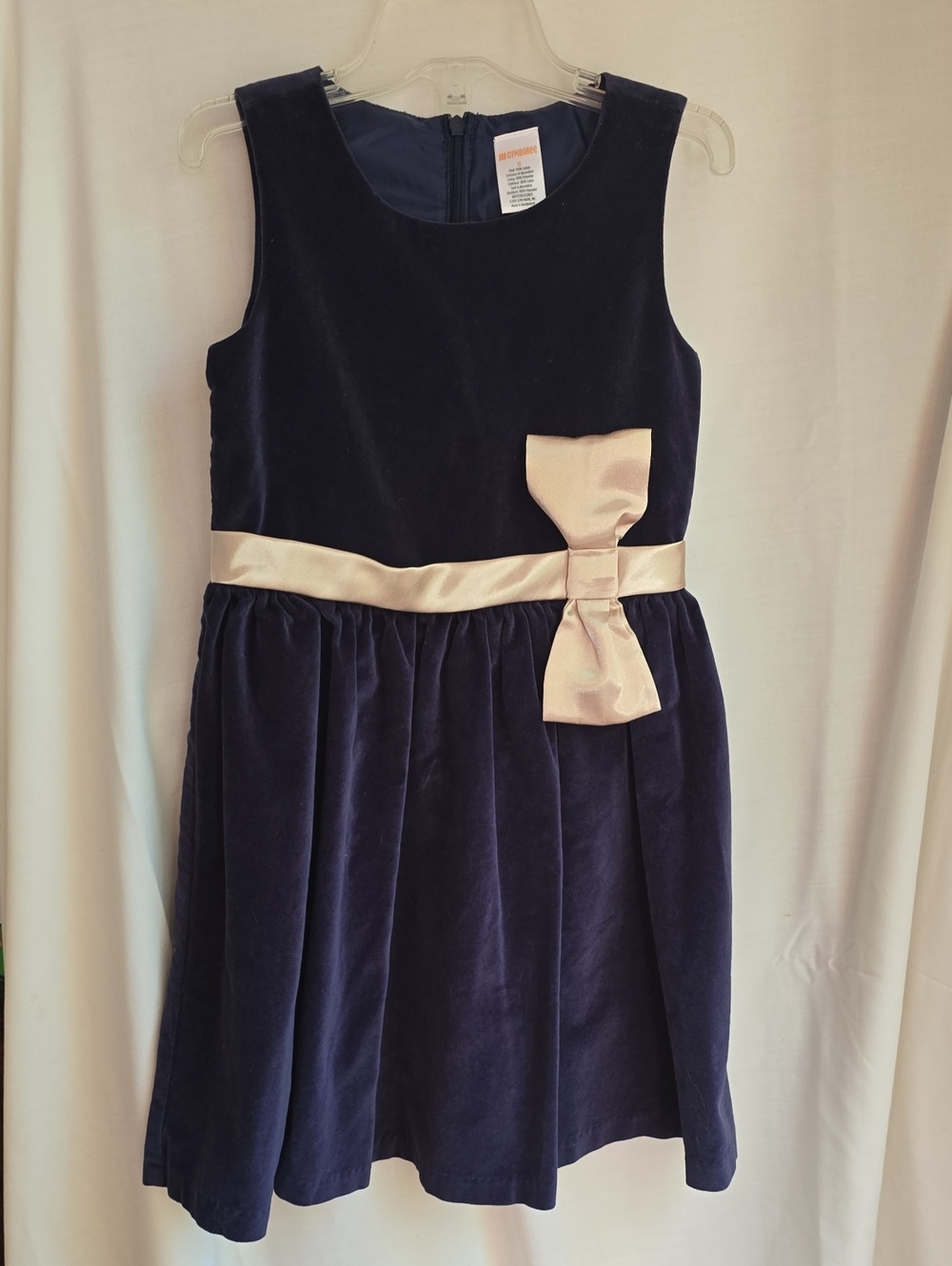 Gymboree Navy Velvet Dress with Ivory Bow